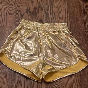 Gold women metallic shorts